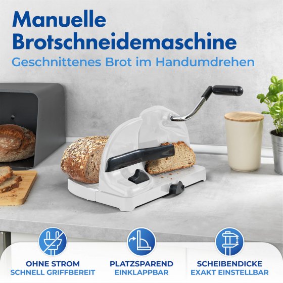 Brotschneidemaschine, mit Handkurbel 