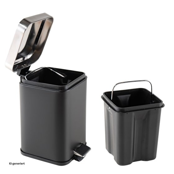 Treteimer eckig Jannik 3 Liter Schwarz Silber 
