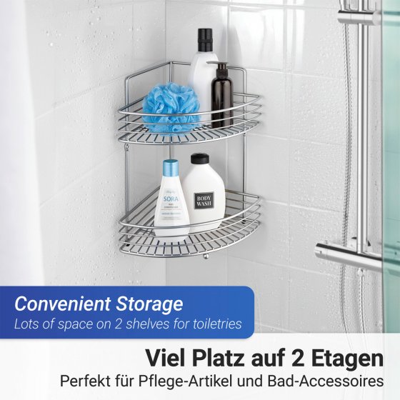 Eckwandablage Mod. Milano mit 2 Etagen, Chrom