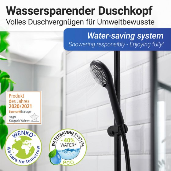 Duschkopf Watersaving Ø 110 cm 3 Funktionen, Universal-Handbrause, Ø 11 cm, 3 Strahlarten
