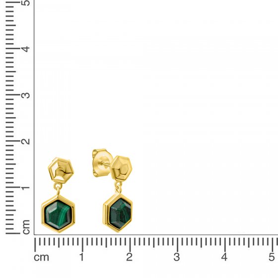Ohrstecker 925 Sterling Silber vergoldet Malachit 