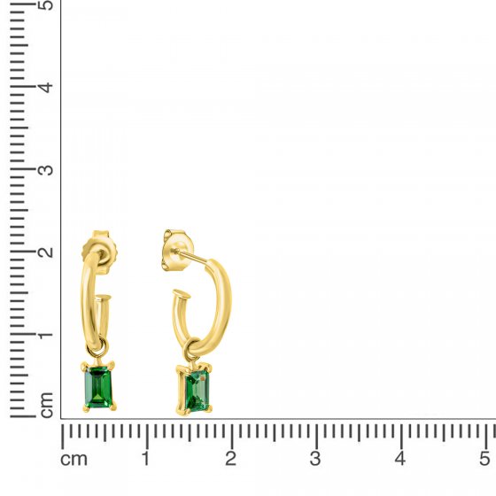 Steckcreolen mit Einhänger 925 Sterling Silber vergoldet Zirkonia grün 