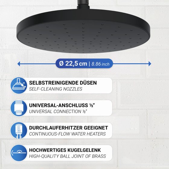 Regenduschkopf Automatic Cleaning, Ø 22,5 cm 