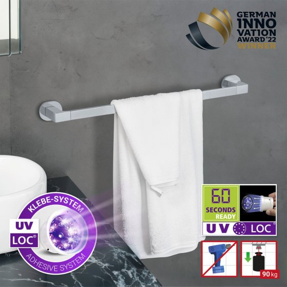 UV-Loc® Badetuchstange Uno Mod. Maribor 60 cm, Befestigen ohne Bohren mit innovativem Klebesystem