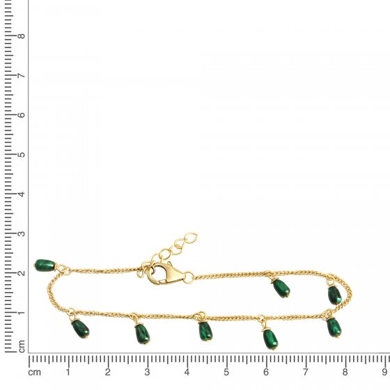 Armband 925 Sterling Silber vergoldet Malachit 