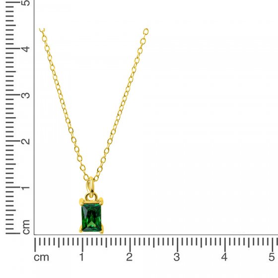 Anhänger mit Kette 925/- Sterling Silber vergoldet Zirkonia grün 