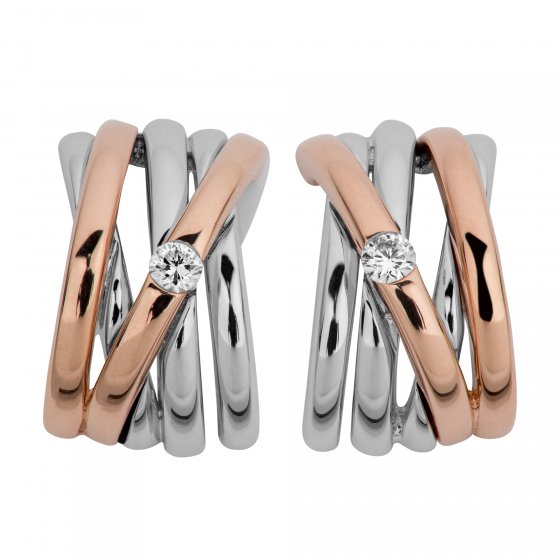 Ohrringe Gold 585 zweifarbig mit 2 echten Brillanten zus. 0,04ct. 