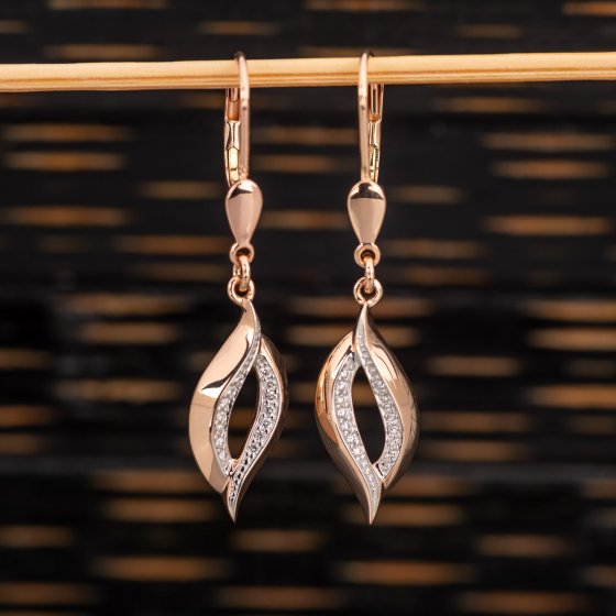 Ohrringe 585 Gold rosé mit 28 Brillanten 0,10ct. 