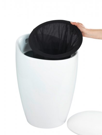 Hocker Mod. Candy White, mit abnehmbarem Wäschesammler
