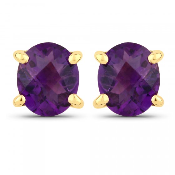 Ohrstecker 925-Sterling Silber vergoldet Glänzend Amethyst violett 