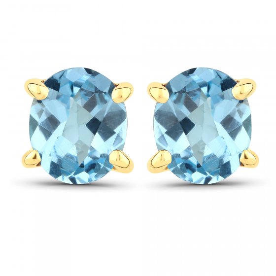 Ohrstecker 925-Sterling Silber vergoldet Glänzend Topas Swiss blue 