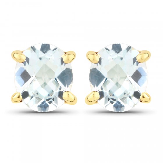 Ohrstecker 925-Sterling Silber vergoldet Glänzend Aquamarine 