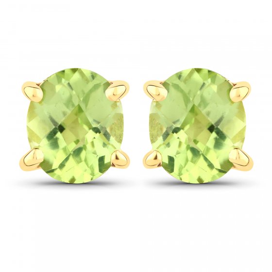 Ohrstecker 925-Sterling Silber vergoldet Glänzend Peridot grün 