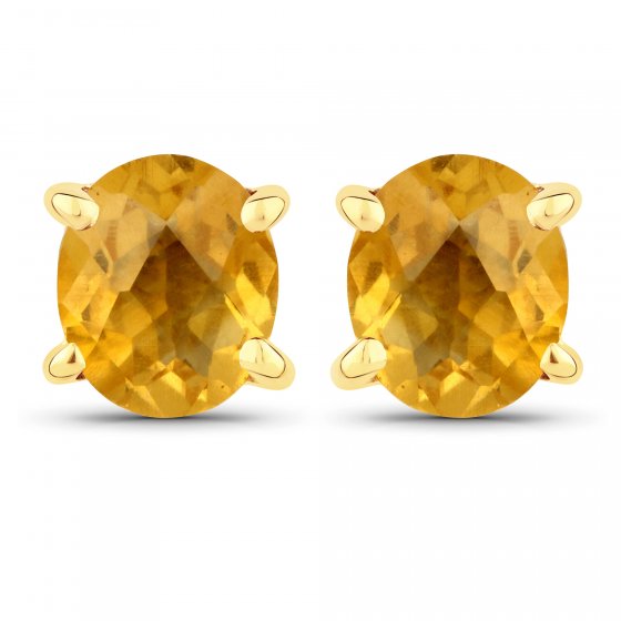 Ohrstecker 925-Sterling Silber vergoldet Glänzend Citrin gelb 