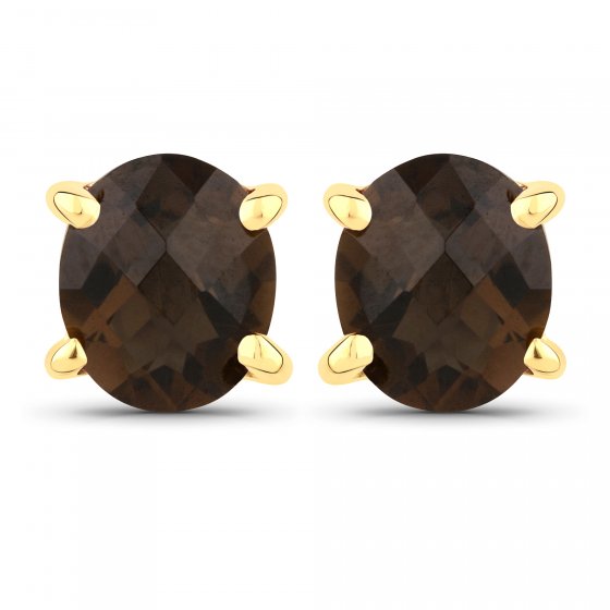 Ohrstecker 925-Sterling Silber vergoldet Glänzend Rauchquartz 