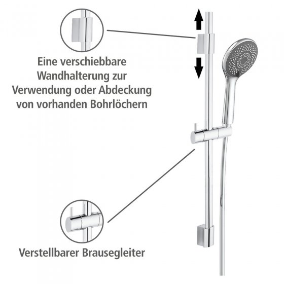 Brauseset Watersaving Chrom, Länge Stange: 70 cm