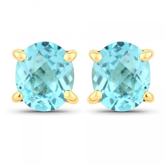 Ohrstecker 925-Sterling Silber vergoldet Glänzend Apatit blau 