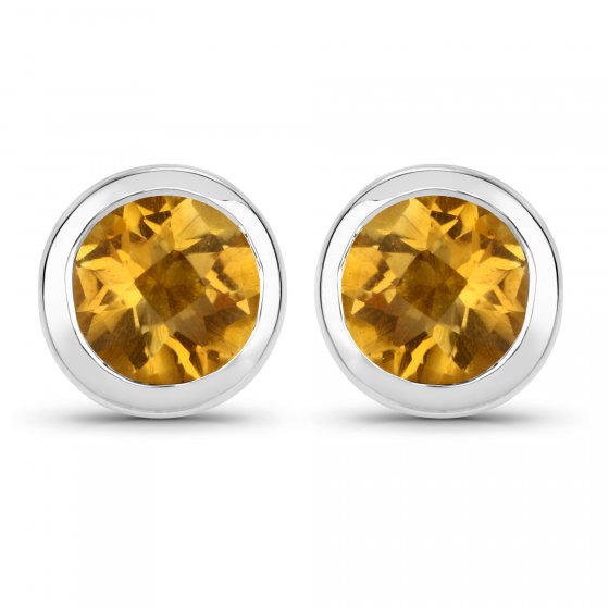 Ohrstecker 925-Sterling Silber rhodiniert glänzend Citrin orange rund 