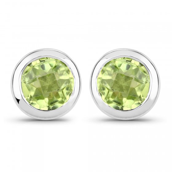 Ohrstecker 925-Sterling Silber rhodiniert glänzend Peridot grün rund 