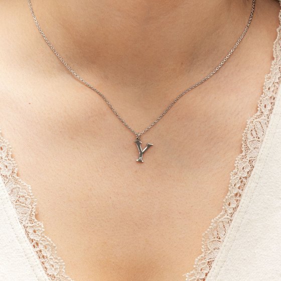 Halskette Silber 925 mit 1x Diamant 0,008ct. Buchstabe Y 