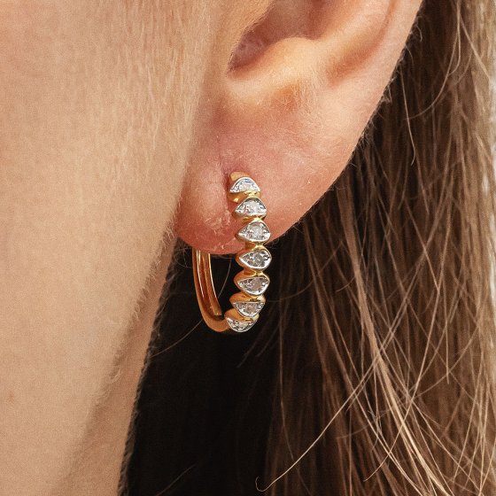 Ohrringe Gold 375 zweifarbig mit 14x Diamant zus. 0,10ct. 