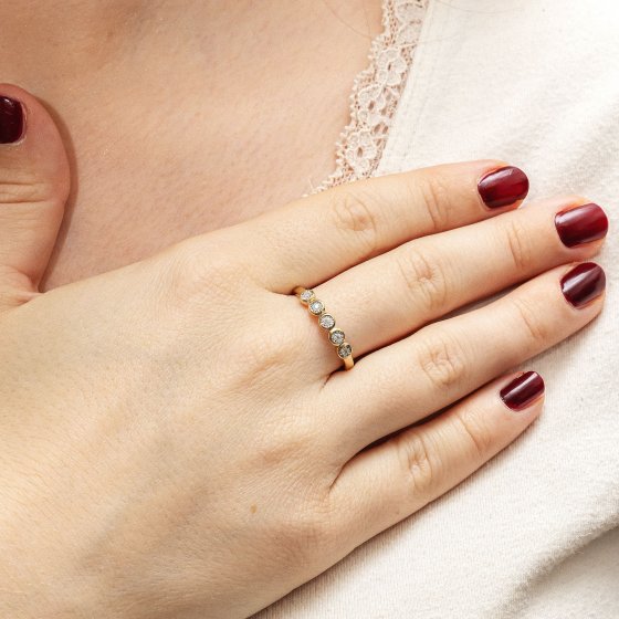 Ring Gold 585 zweifarbig mit 5x Brillant zus. 0,05ct. 