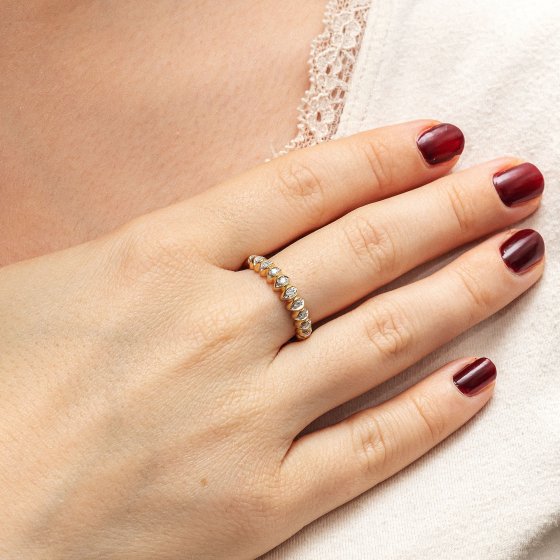 Ring Gold 375 zweifarbig mit 11x Diamant 0,10ct. 