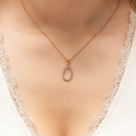 Halskette Silber 925 vergoldet mit 40x Diamant zus. 0,11ct. 