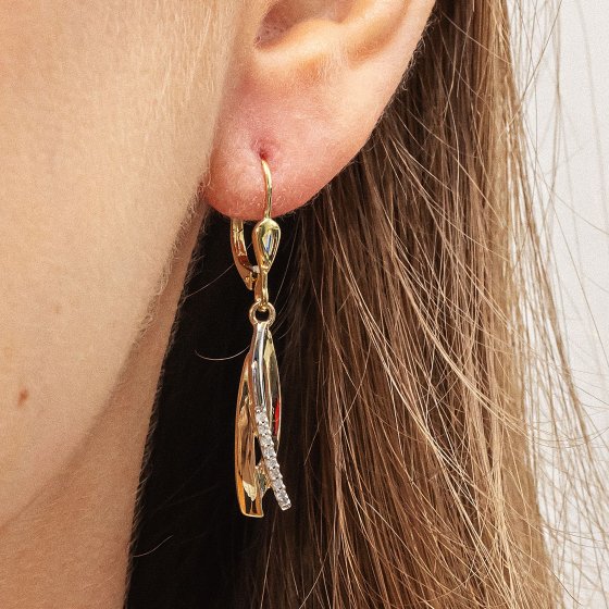 Ohrhänger 333 Gold zweifarbig Brillant 0,08ct. 