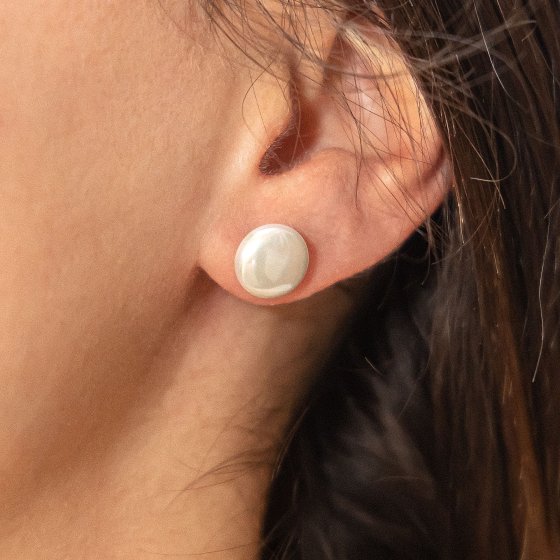 Ohrringe Silber 925 rhodiniert mit weißer Muschelkernperle 