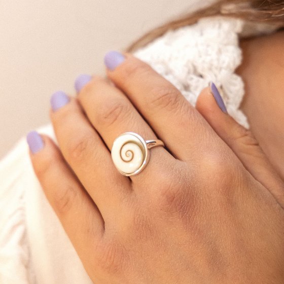 Ring 925/- Sterling Silber Muschel weiß 