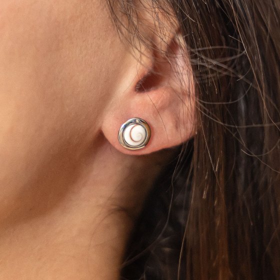 Ohrringe Silber 925 rhodiniert mit weißer Muschel 