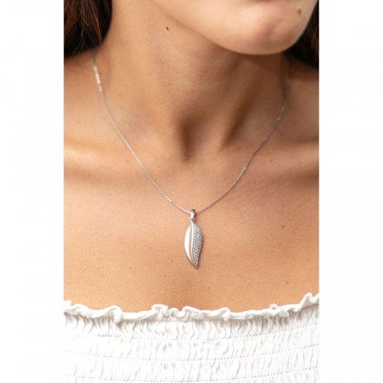 Halskette Silber 925 rhodiniert mit Zirkonia weiß 