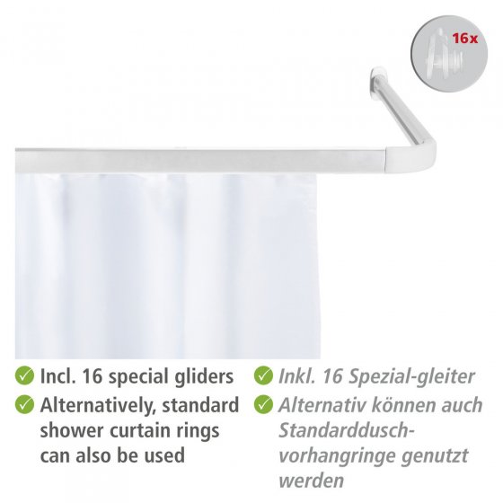 Winkelschiene Mod. Era Weiß, inkl. 16 Gleiter 