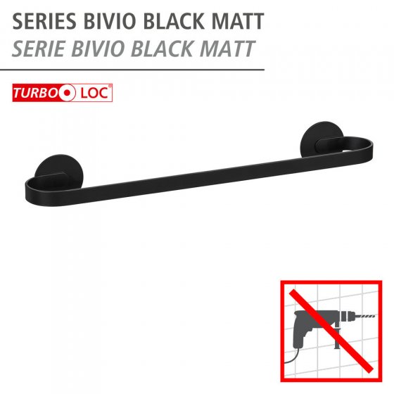 Turbo-Loc® Badetuchstange Uno Mod. Bivio Black matt, 40 cm, aus Aluminium 
