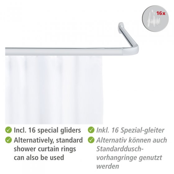 Winkelschiene Mod. Era Chrom, inkl. 16 Gleiter 
