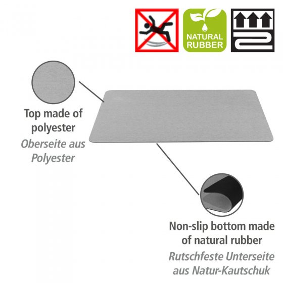 Schnelltrocknende Badematte Grau, aus 100 % Polyester 