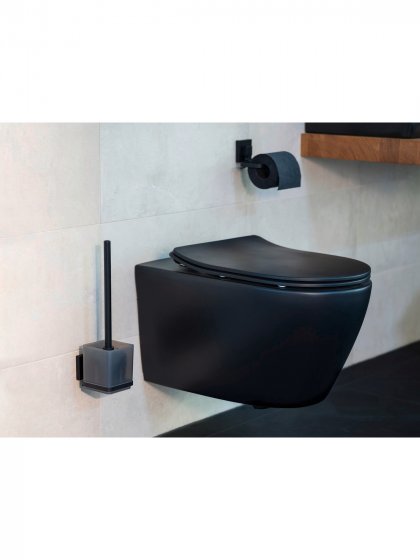 Vacuum-Loc® Toilettenpapierhalter Mod. Quadro Schwarz, Befestigen ohne Bohren 