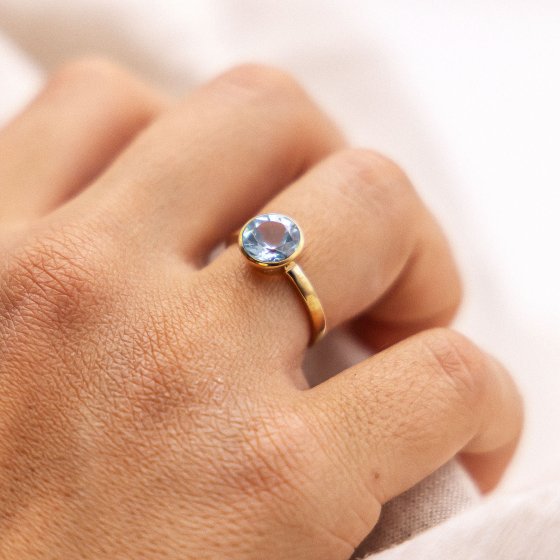 Ring Gold 375 mit echtem Blautopas (beh.) 8mm 