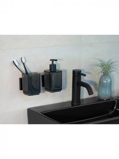 Vacuum-Loc® Seifenspender Mod. Quadro Schwarz, Befestigen ohne Bohren 