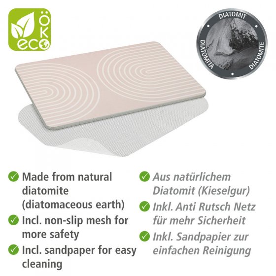 Badematte Mod. Nazca Hellgrau, aus natürlichem Diatomit 