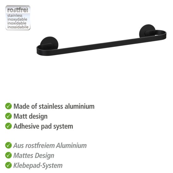 Turbo-Loc® Badetuchstange Uno Mod. Bivio Black matt, 40 cm, aus Aluminium 