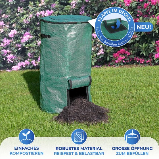 Komposter faltbar, 2er Set, Grün, Fassungsvermögen je 125 l 