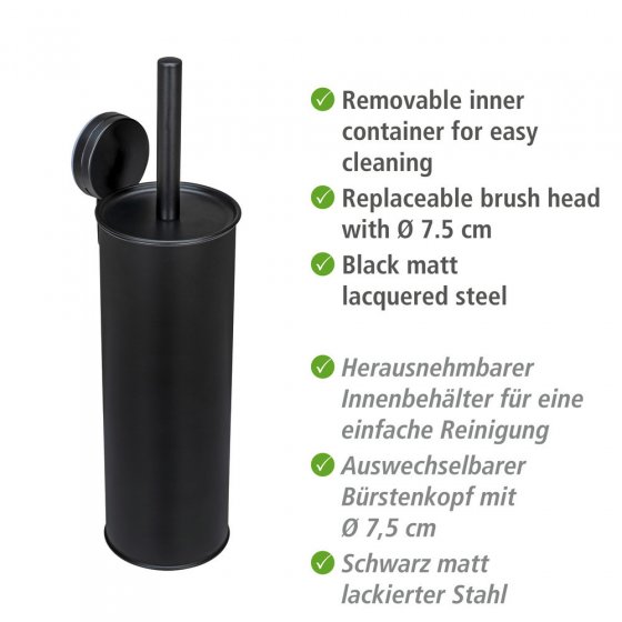 Static-Loc® Plus WC-Garnitur Mod. Pavia Schwarz, geschlossen, Befestigen ohne Bohren 