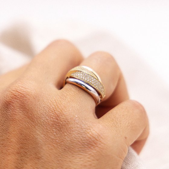 Ring 375 Gold dreifarbig Zirkonia 