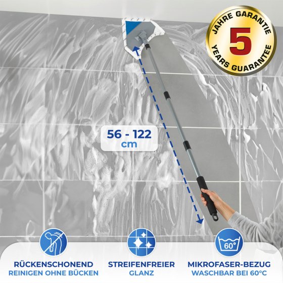 Multiflex-Wischer inkl. Teleskopstiel, für Fliesen, Fenster und Böden geeignet 