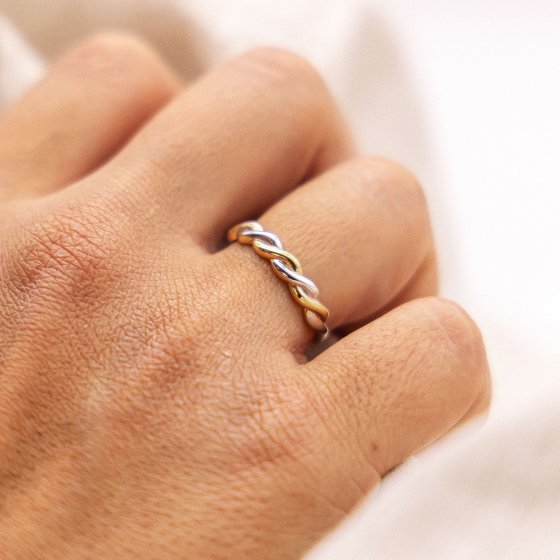 Ring 375 Gelbgold zweifarbig geschwungen 