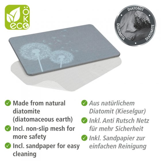 Badematte Mod. Astera Grau, aus natürlichem Diatomit 
