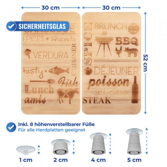 Abdeckplatten Universal Mod. Barbecue, 2er Set, für alle Herdarten