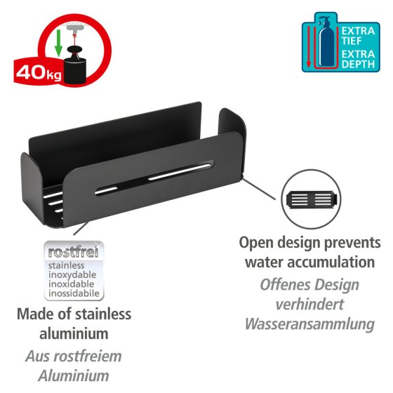 Turbo-Loc® Wandablage Mod. Bivio Black matt, aus Aluminium 